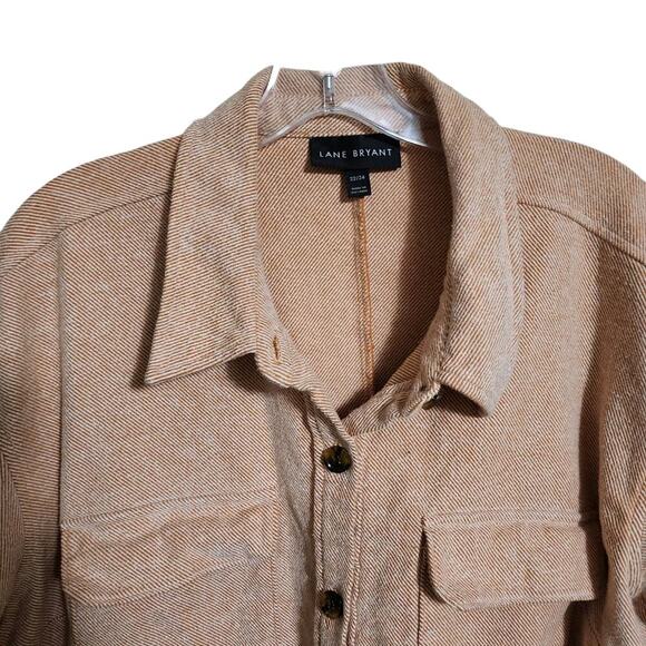 Lane Bryant Shacket Jacket Shirt Top Cotton Pockets Orange White Ladies 22/24 - Picture 2 of 9